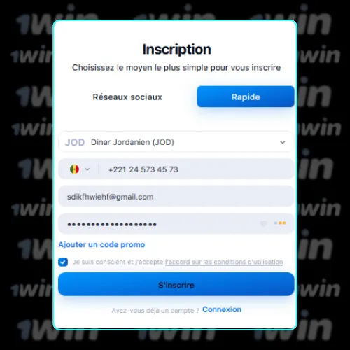 Remplissez les détails nécessaires pour l'enregistrement ;