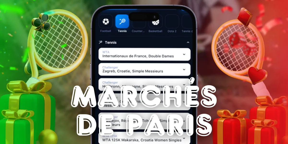 1win Marchés de paris sur le tennis